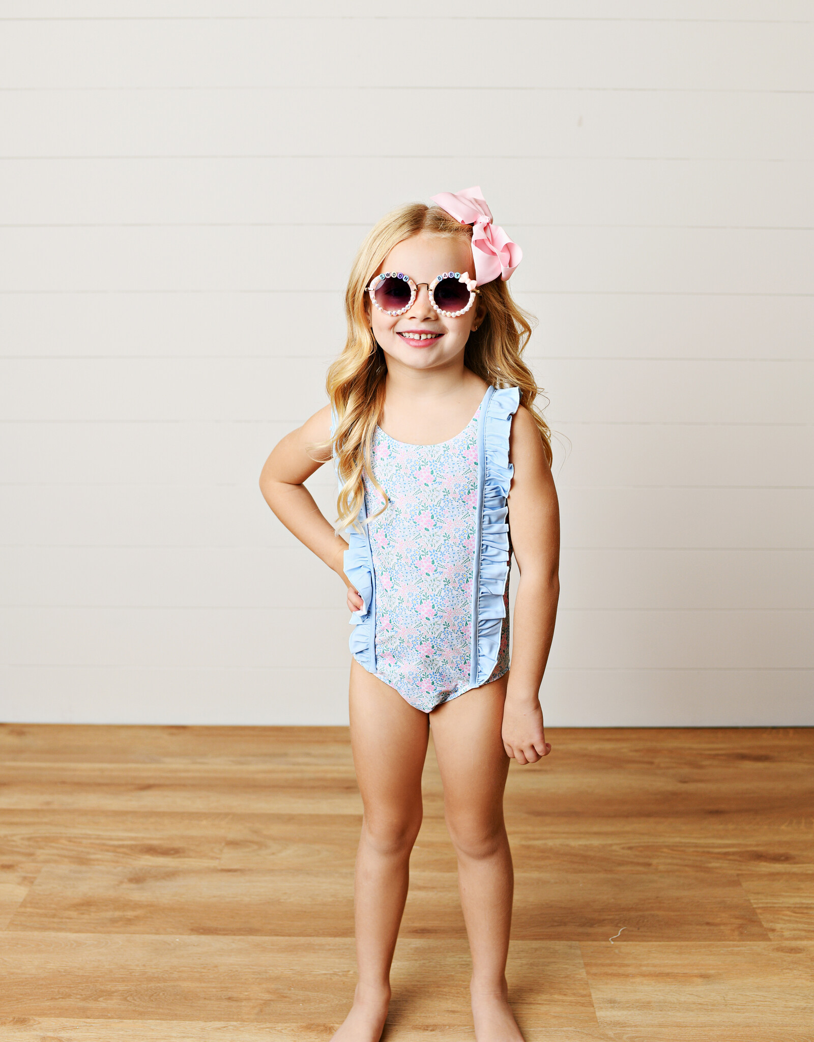 Swoon Baby 2615 1Pc Swimsuit Blue/Pink Floral