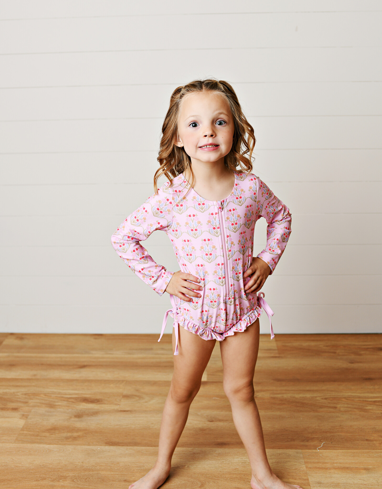 Swoon Baby 2622 L/S Rashguard Swimsuit Pink Floral