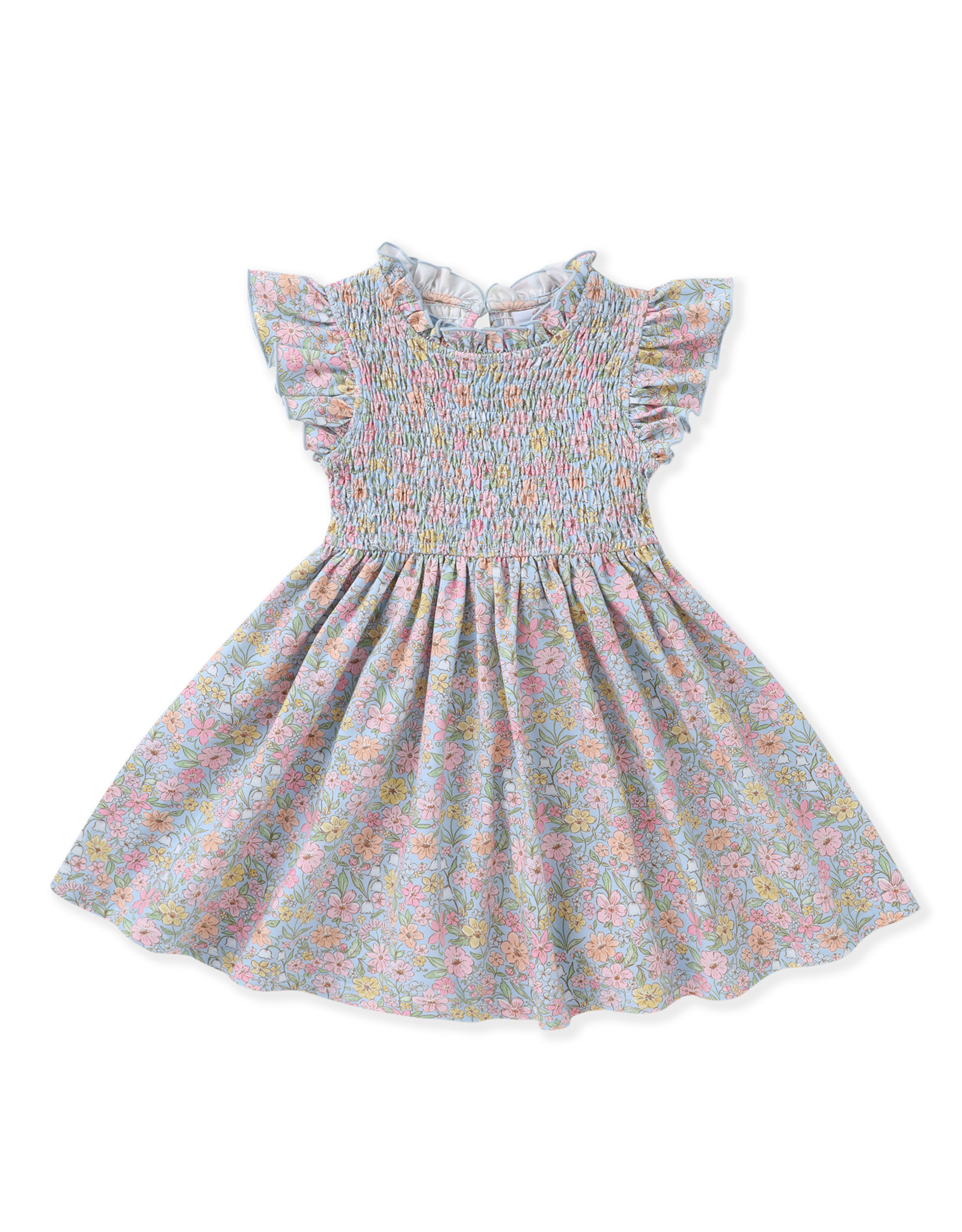 Swoon Baby 2630 Smocked Flutter Dress Blue Floral