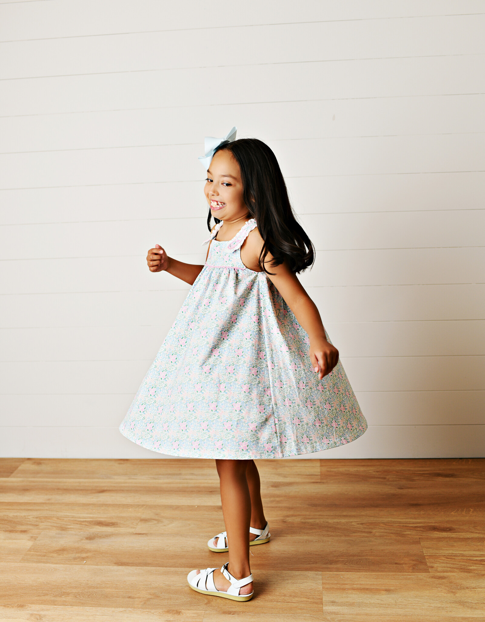 Swoon Baby 2610 Blue/Pink Floral Eyelet Dress