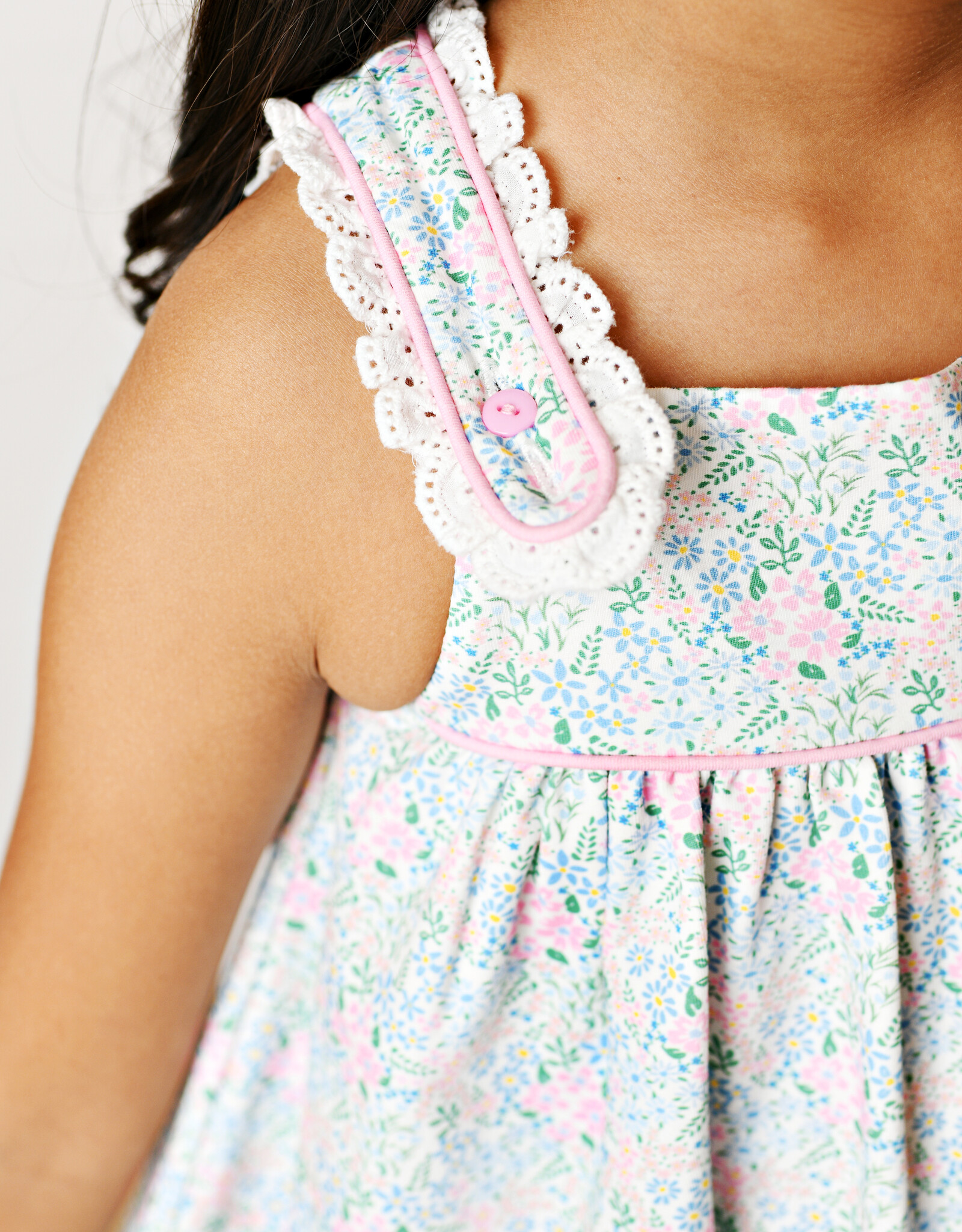 Swoon Baby 2610 Blue/Pink Floral Eyelet Dress