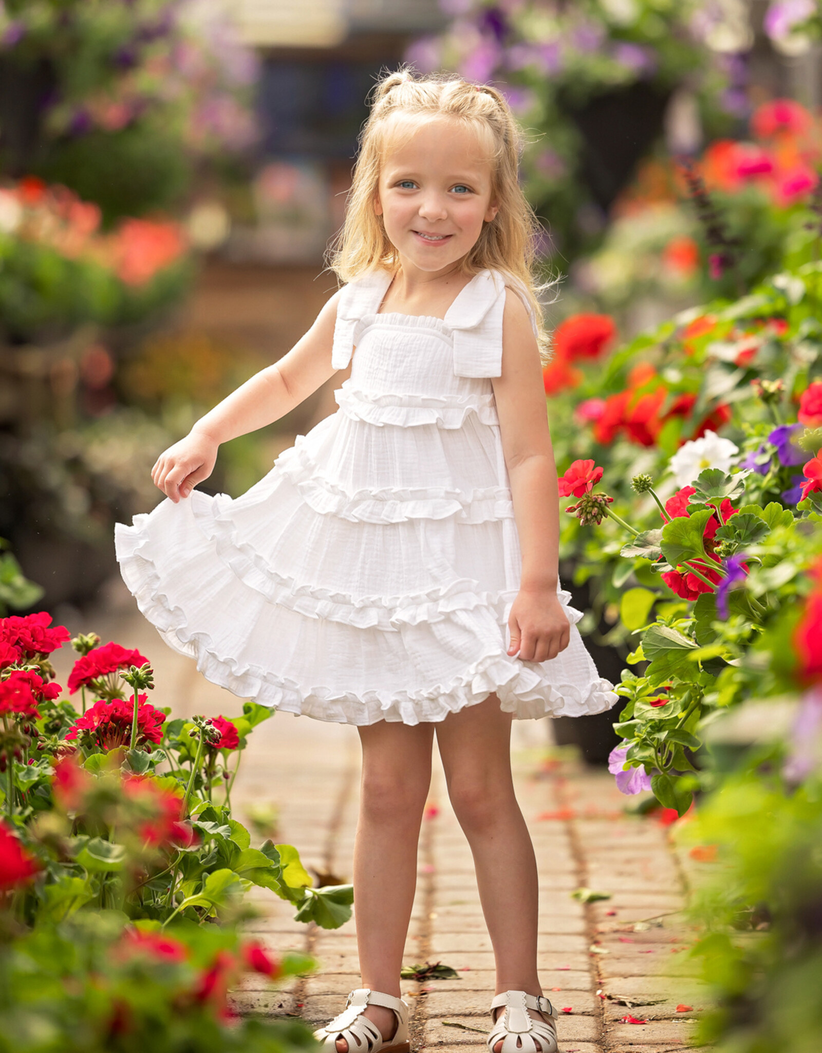 Mabel and Honey 7917WE Birds of Feather White Dress