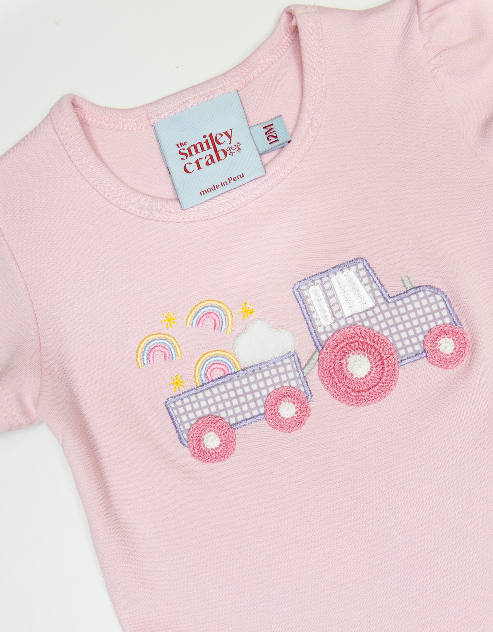 The Smiley Crab S26 Shirt Pink Wagon Cart/Rainbow