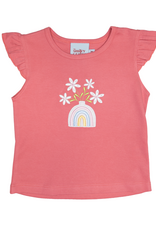 The Smiley Crab S26 Flutter Sleeve Top Pink Rainbow Planter