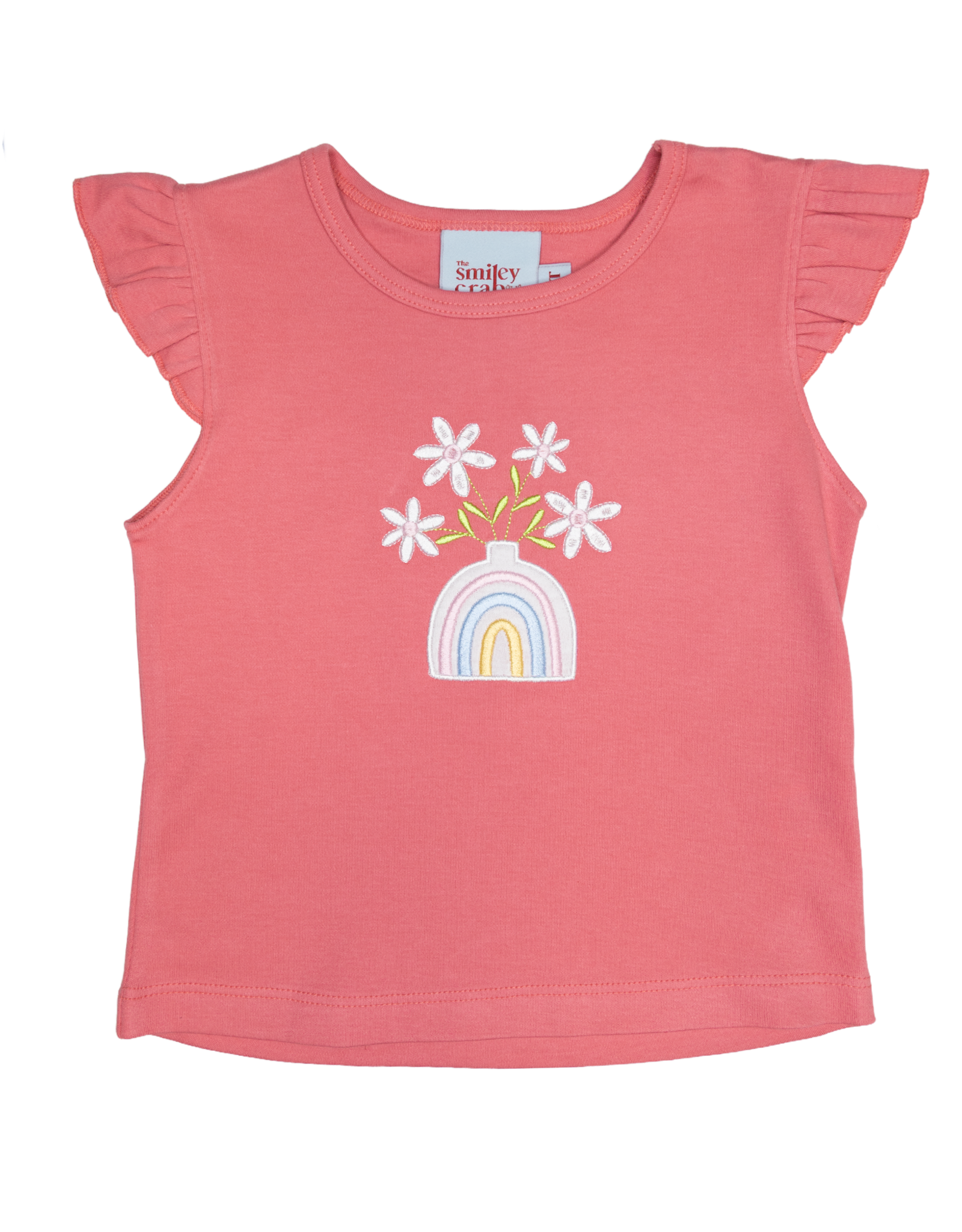 The Smiley Crab S26 Flutter Sleeve Top Pink Rainbow Planter