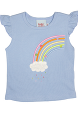 The Smiley Crab S26 Flutter Sleeve Top Blue Rainbow Cloud