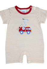 The Smiley Crab S26 Romper Sand Stripe Firetruck