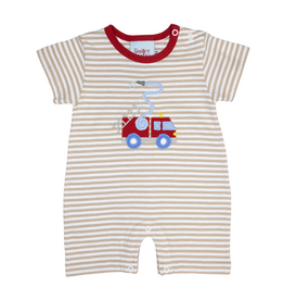 The Smiley Crab (3 month) Romper Sand Stripe Firetruck