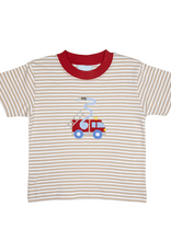 The Smiley Crab S26 SS Shirt Sand Stripe Firetruck