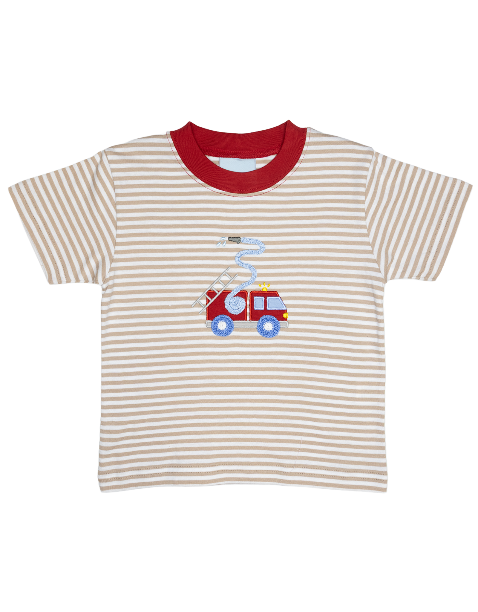 The Smiley Crab S26 SS Shirt Sand Stripe Firetruck