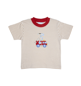 The Smiley Crab Short Sleeve Shirt Sand Stripe Firetruck