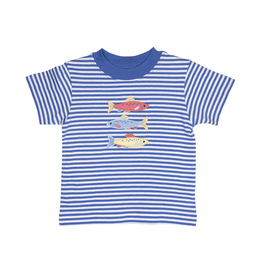 The Smiley Crab Short Sleeve Shirt Blue Stripe Trout