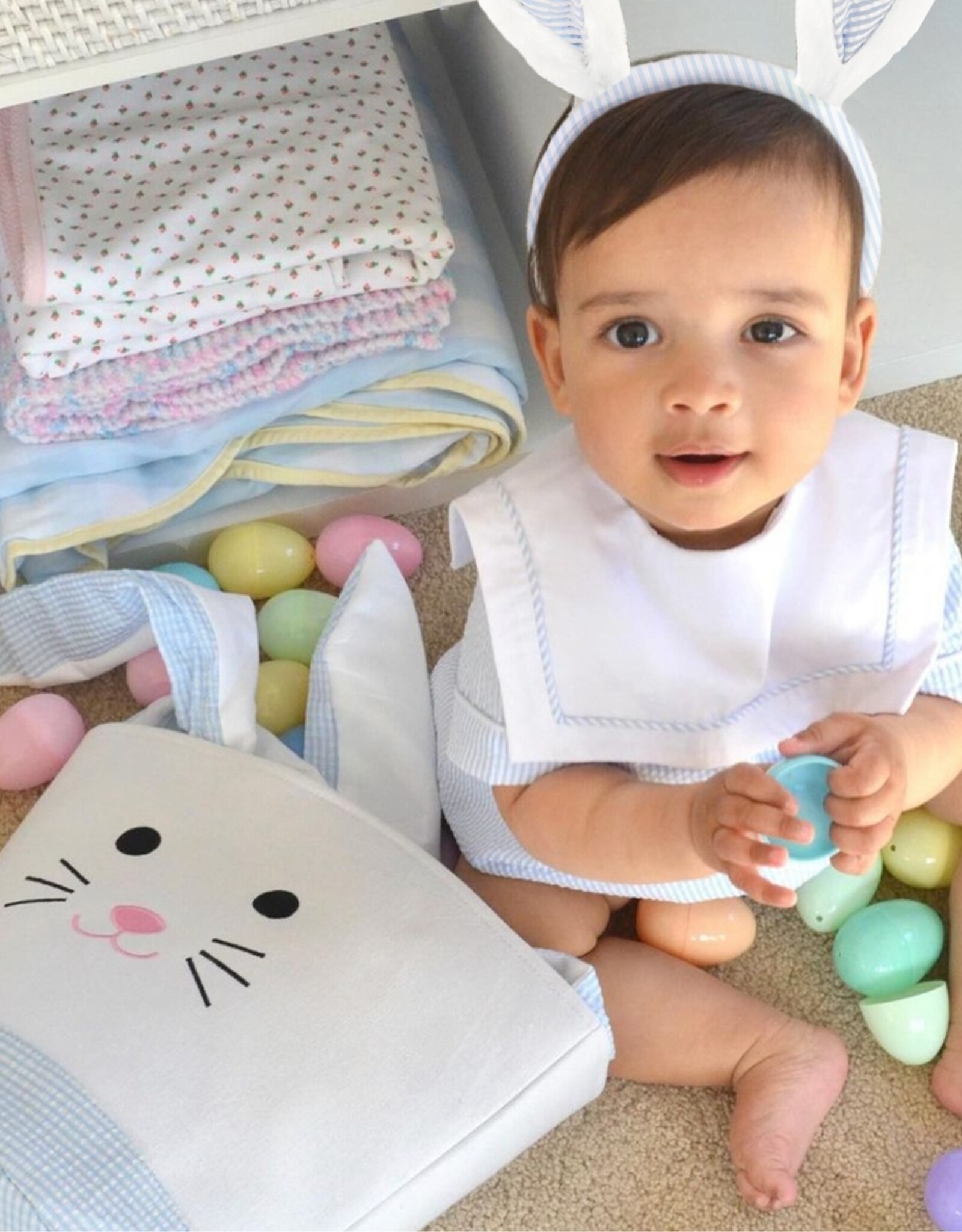 Bits & Bows BB Easter Bunny Basket Tote Blue