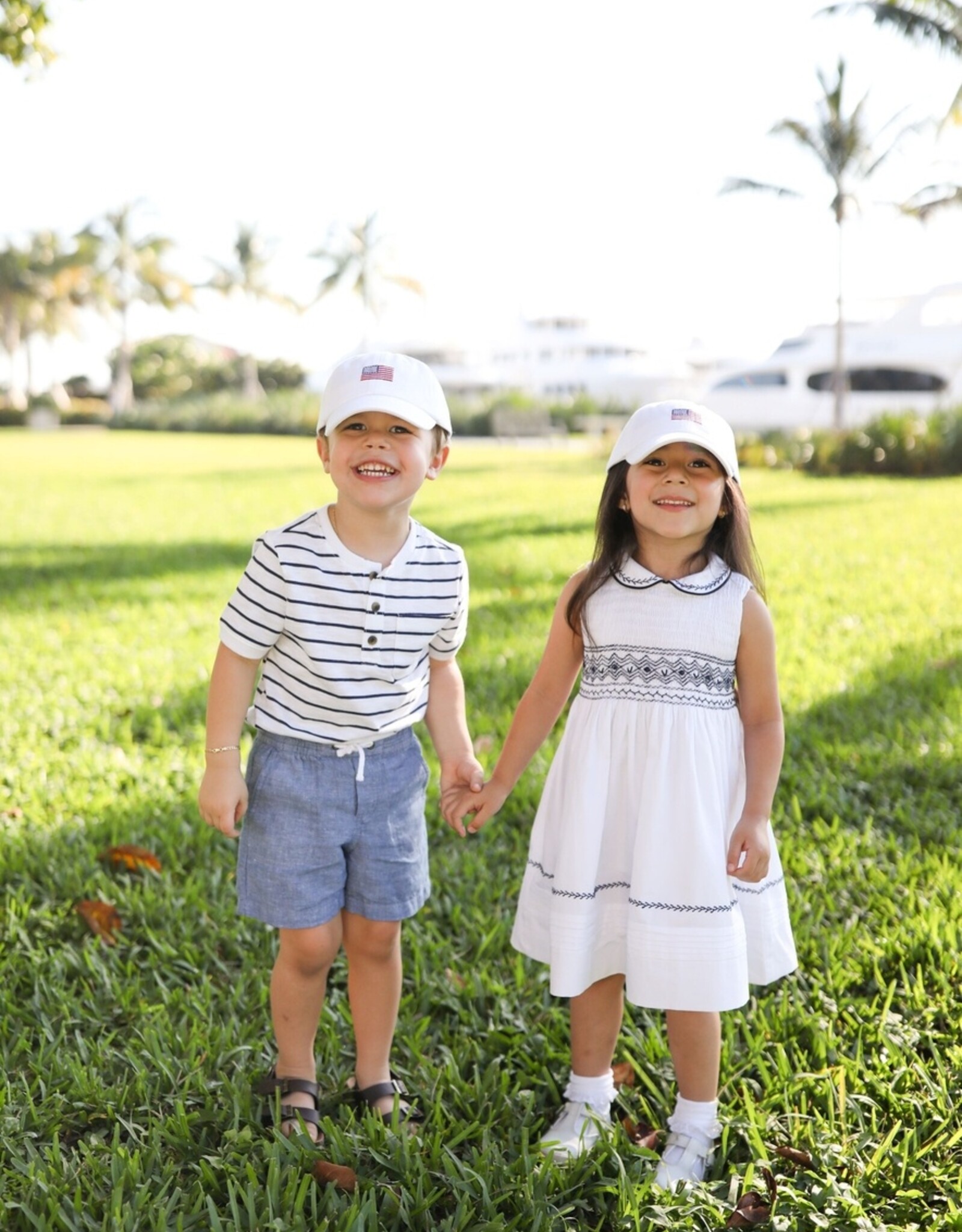 Bits & Bows BB White American Flag Hat