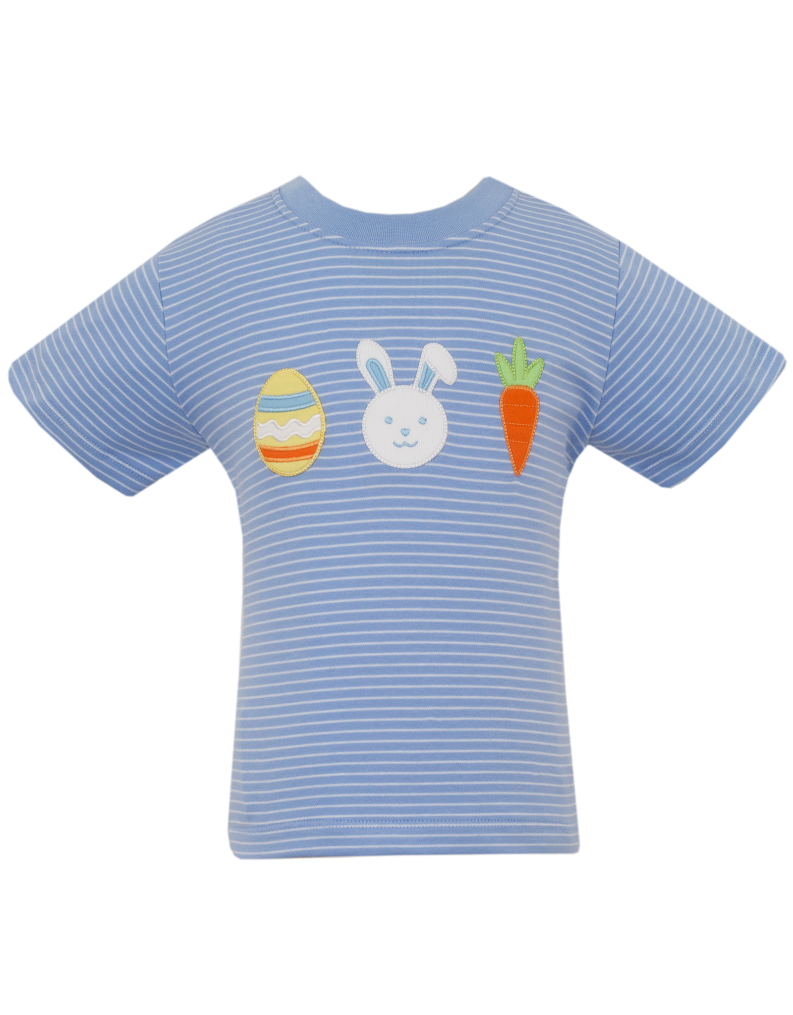 Claire and Charlie 5004P Bunny Egg Carrot Blue Stripe Shirt