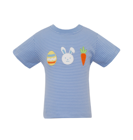 Claire and Charlie Bunny Egg Carrot Blue Stripe Shirt