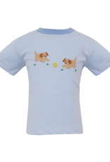 Claire and Charlie 5007P Garden Puppies Blue Stripe Shirt