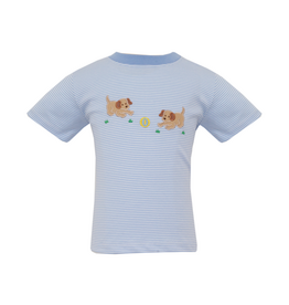 Claire and Charlie Garden Puppies Blue Stripe Shirt