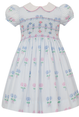 Anavini 355D Francesca Smocked Hydrangea Blue Pink Dress