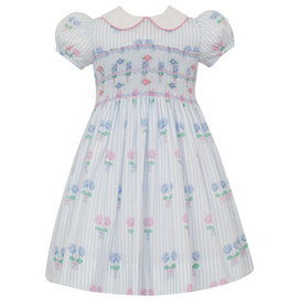 Anavini Francesca Smocked Hydrangea Blue Pink Dress