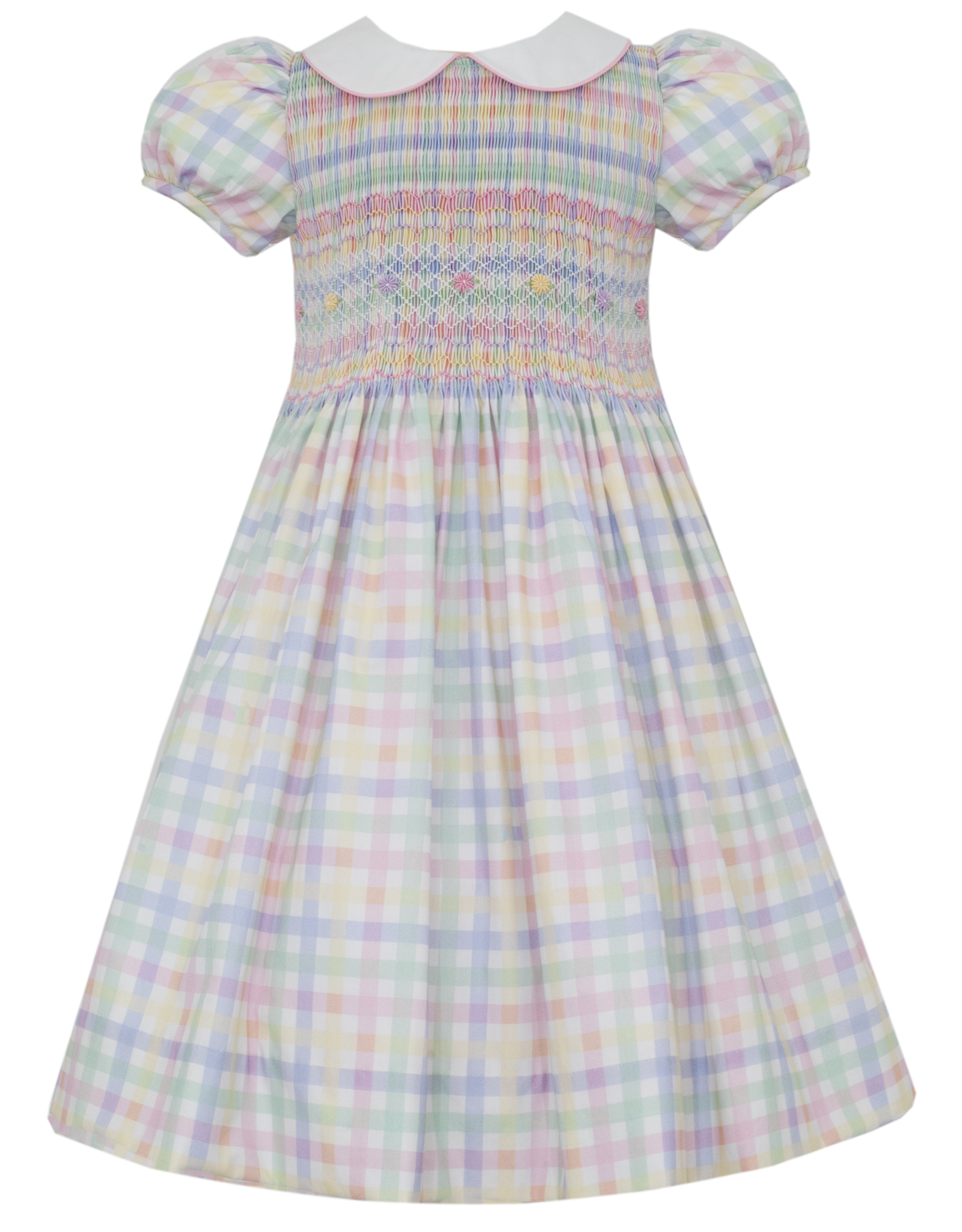 Anavini 350D Tiffany Smocked Pastel Plaid Dress