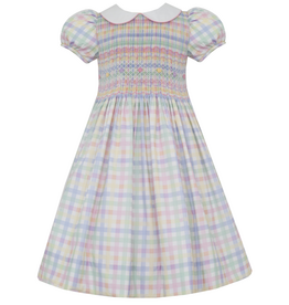 Anavini Tiffany Smocked Pastel Plaid Dress