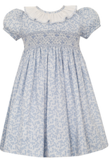Anavini 353D2 Margaret Blue Floral Ruffle Collar Dress