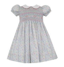 Anavini Edith Smocked Pink Blue Liberty Floral Collar Dress