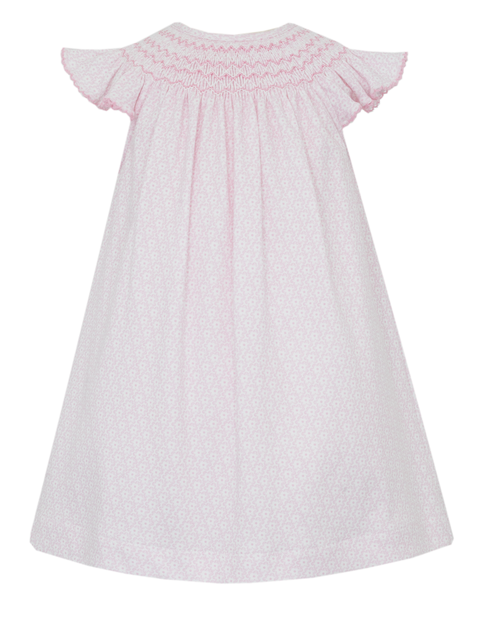 Petit Bebe 405B  Ivanna Pink floral Knit Bishop Dress