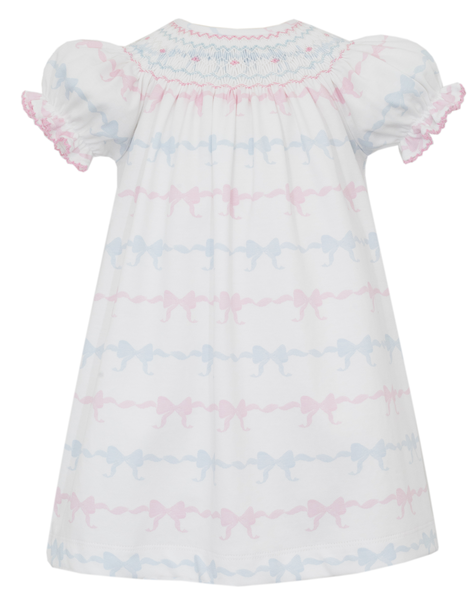 Petit Bebe 402A Pink blue Bows Knit Bishop Dress