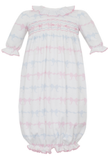 Petit Bebe 402SAG Pink Blue Bows Smocked Sack