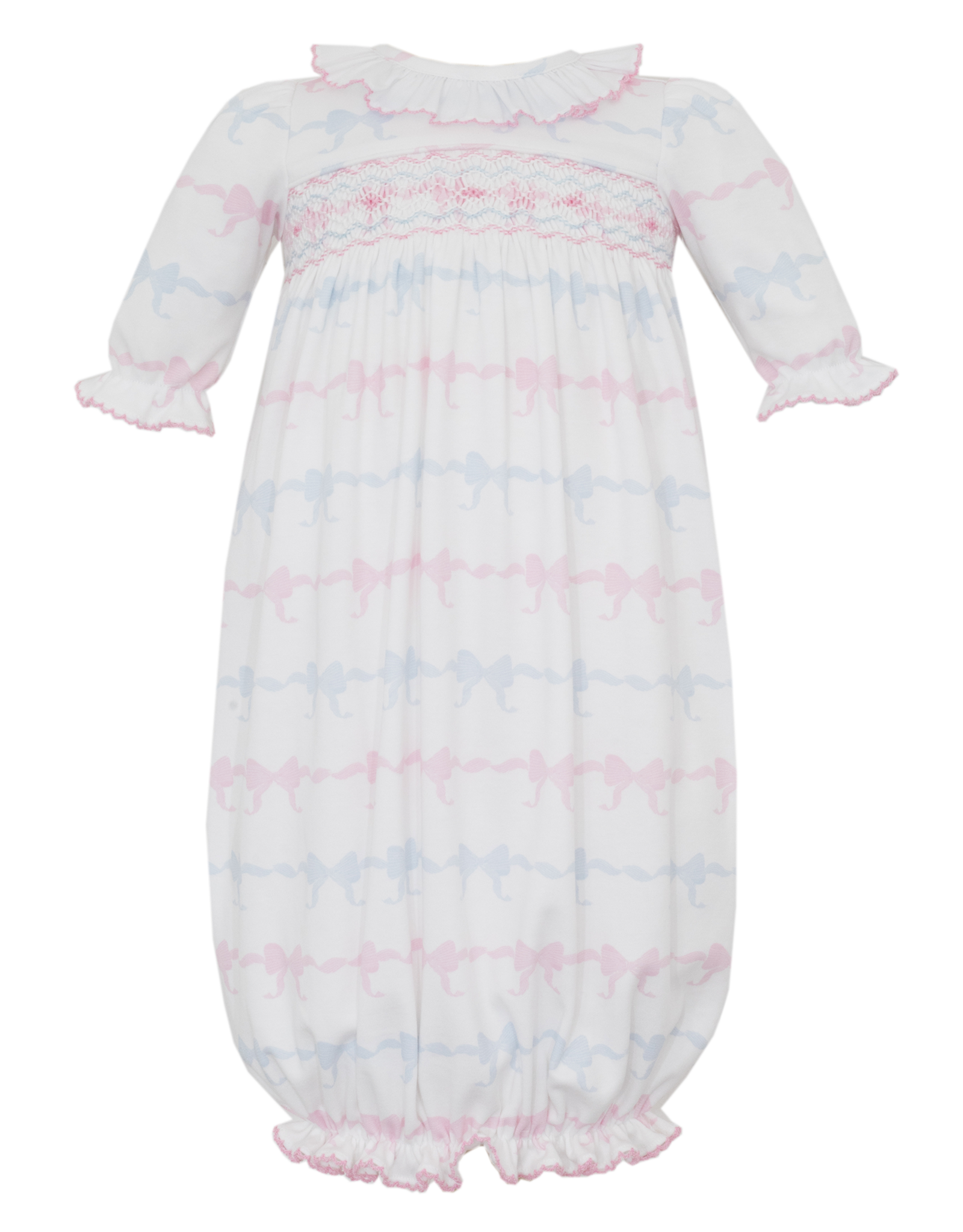 Petit Bebe 402SAG Pink Blue Bows Smocked Sack