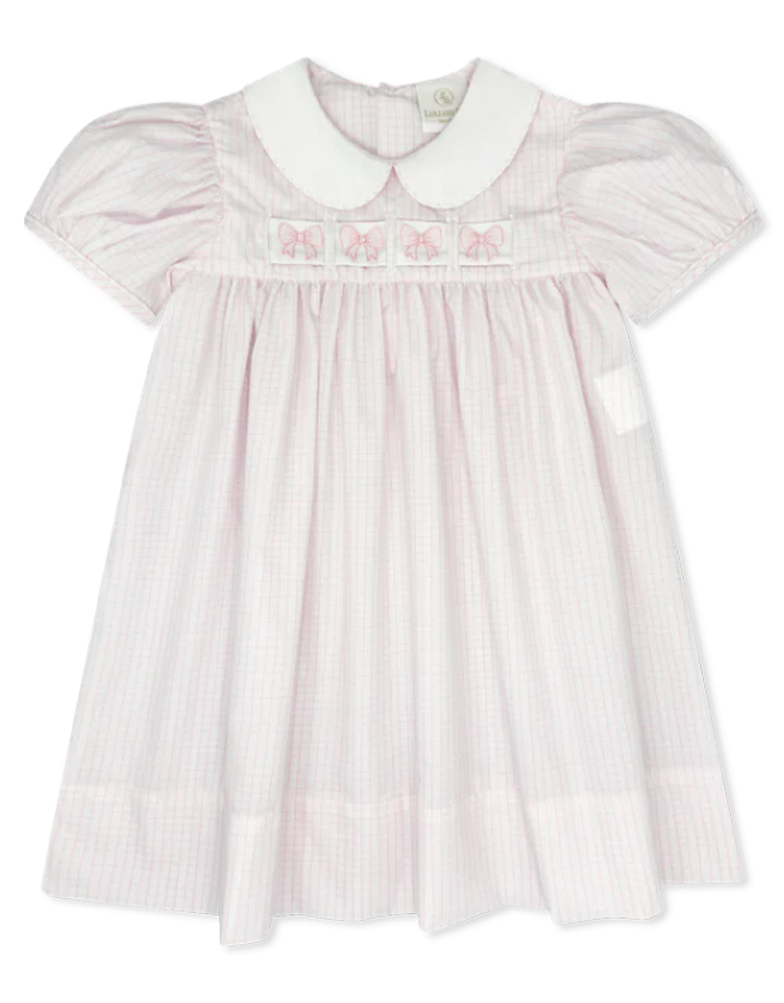 Lullaby Set Ruth Ribbon Dress Pink Windowpane w/3 Ribbons