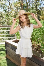 Pleat Jane Dress White/Gold