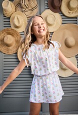 Pleat Helen Dress Blue Floral Block Print