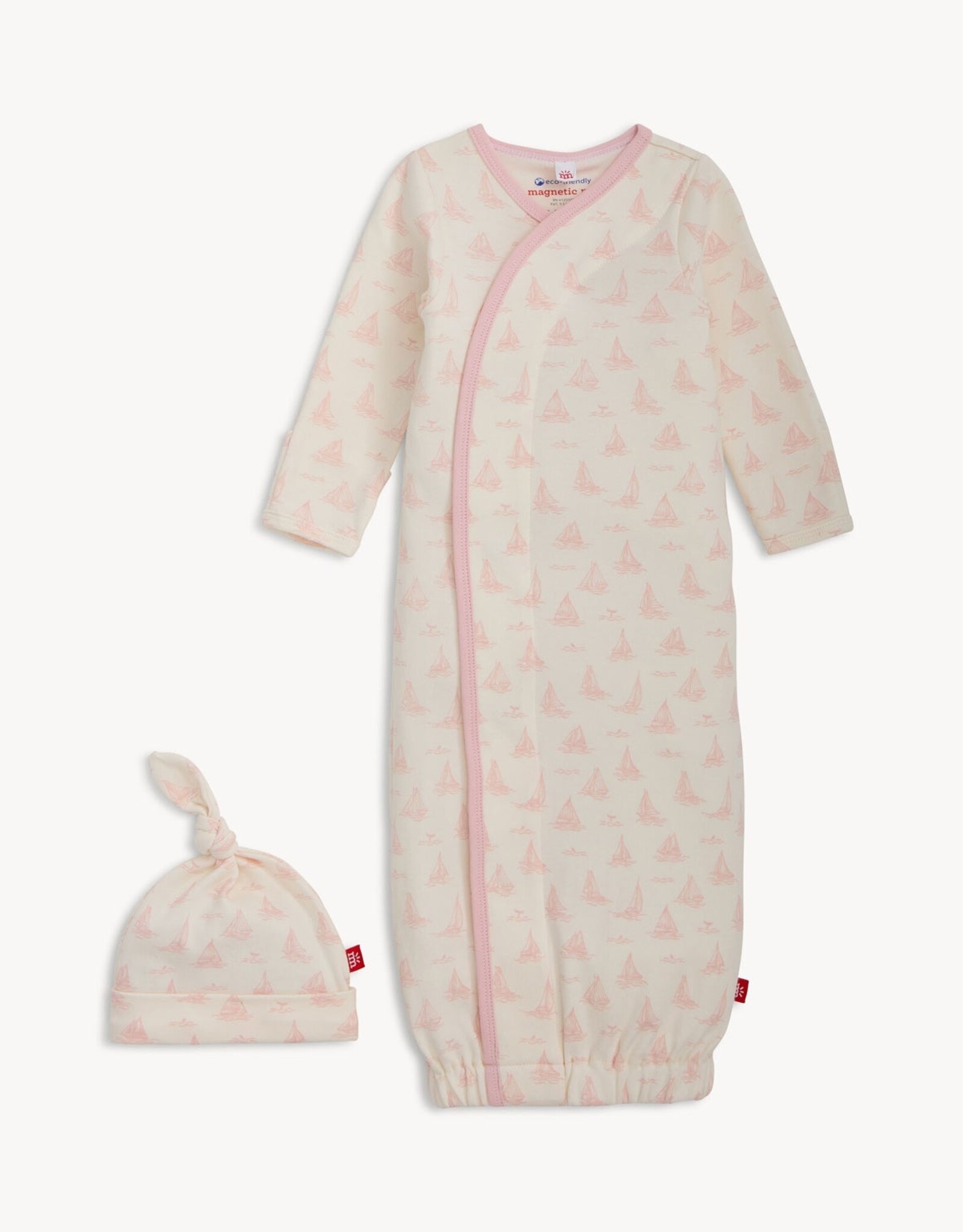 Magnetic Me MM Organic Cotton Gown Hat Tiny Tides Pink