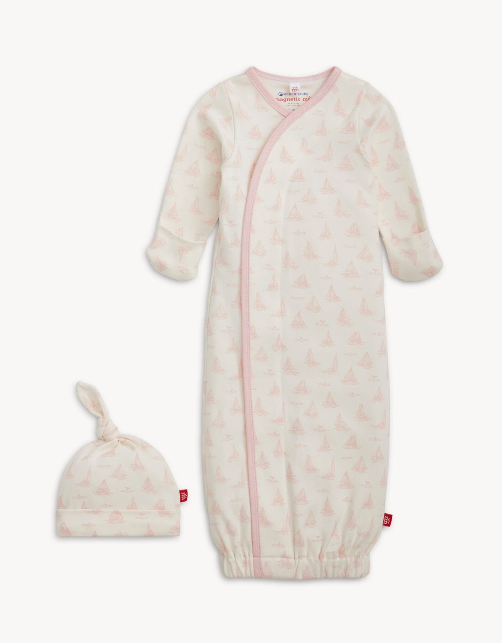 Magnetic Me MM Organic Cotton Gown Hat Tiny Tides Pink