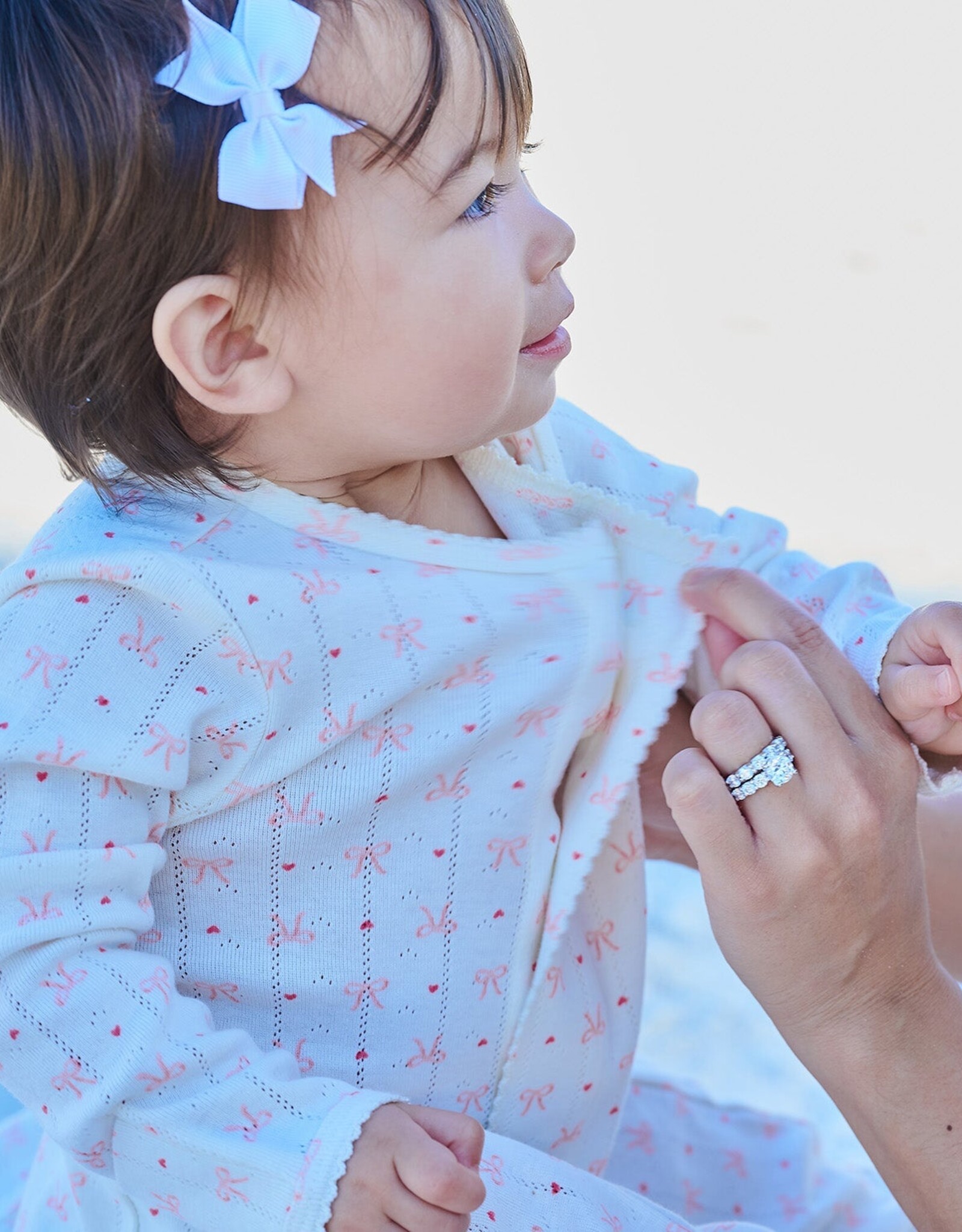 Magnetic Me MM Organic Cotton Pointelle Footie Heart Bow