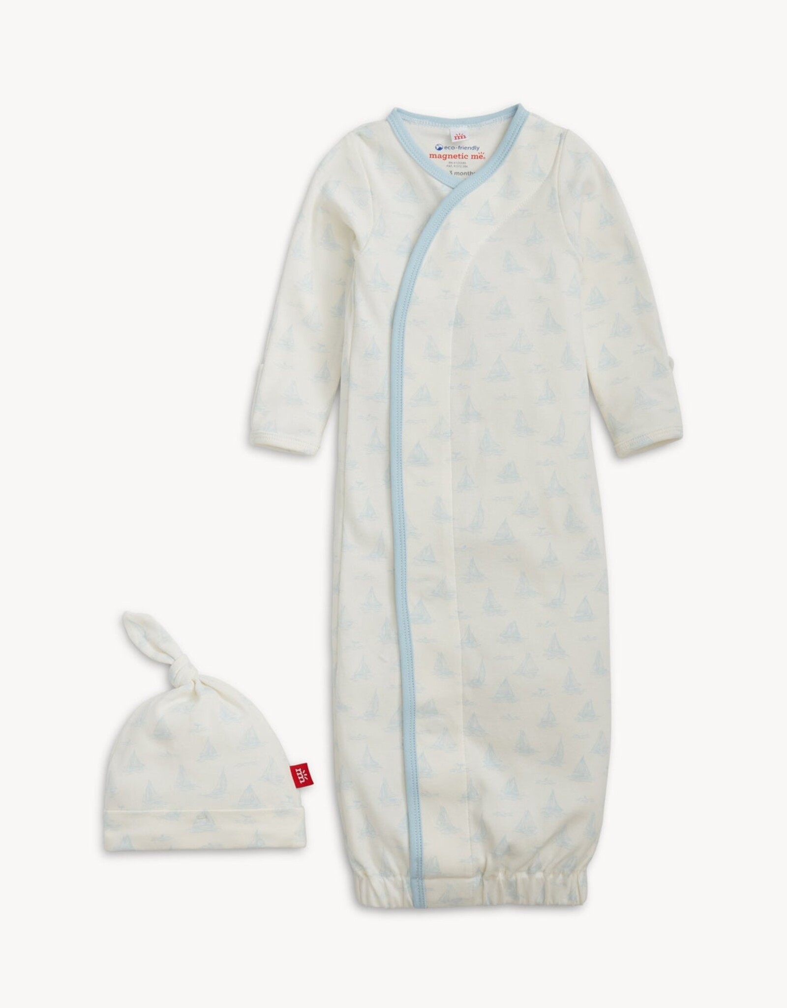 Magnetic Me MM Organic Cotton Gown Hat Tiny Tides Blue