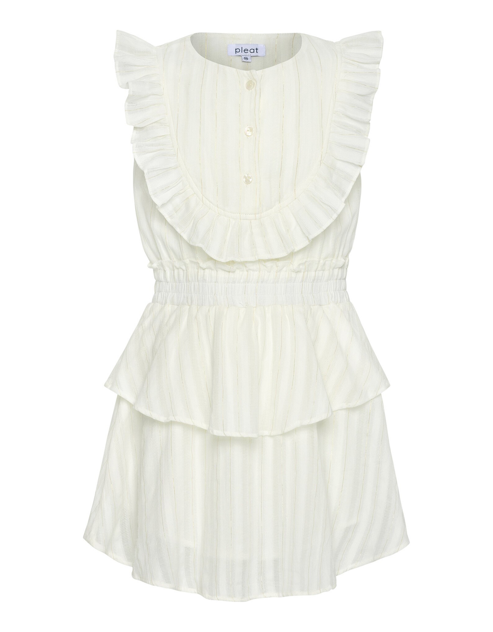 Pleat Jane Dress White/Gold