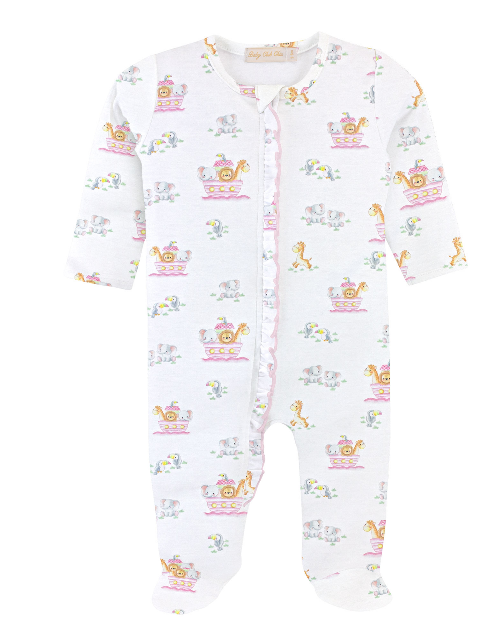 Baby Club Chic BCS26 Noah Ark Zip Footie PINK