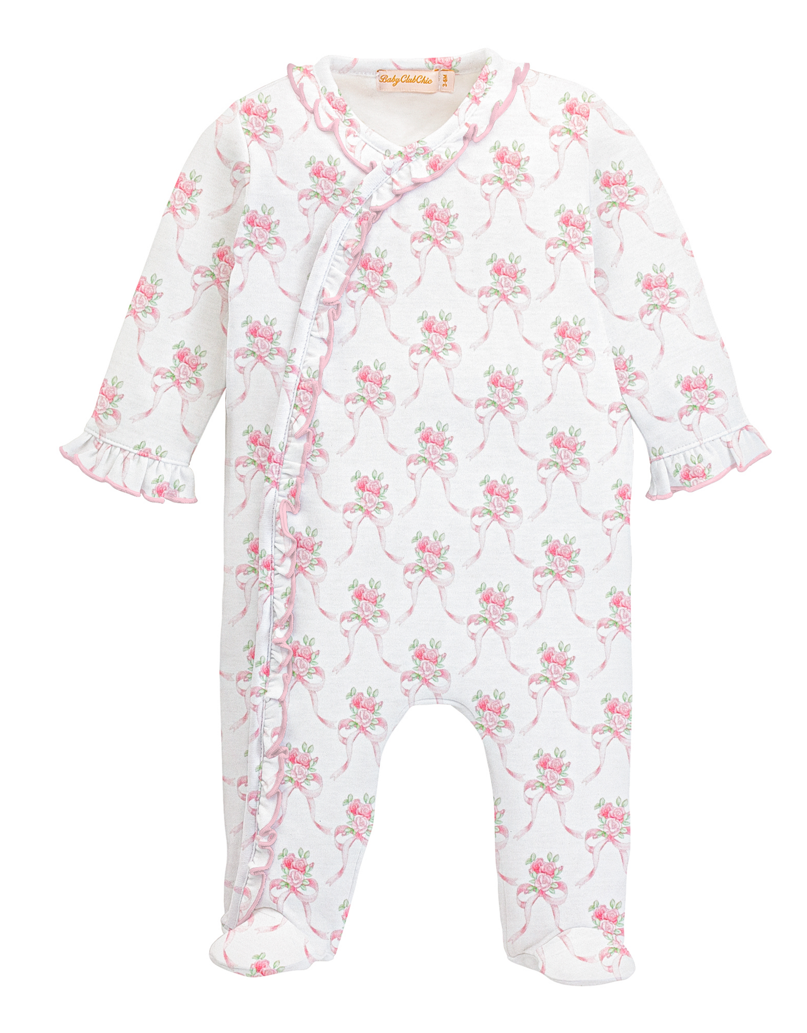 Baby Club Chic BCS26 Sweet Pink Bows Ruffle Footie