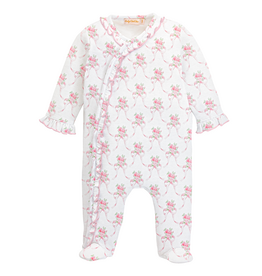 Baby Club Chic Sweet Pink Bows Ruffle Footie