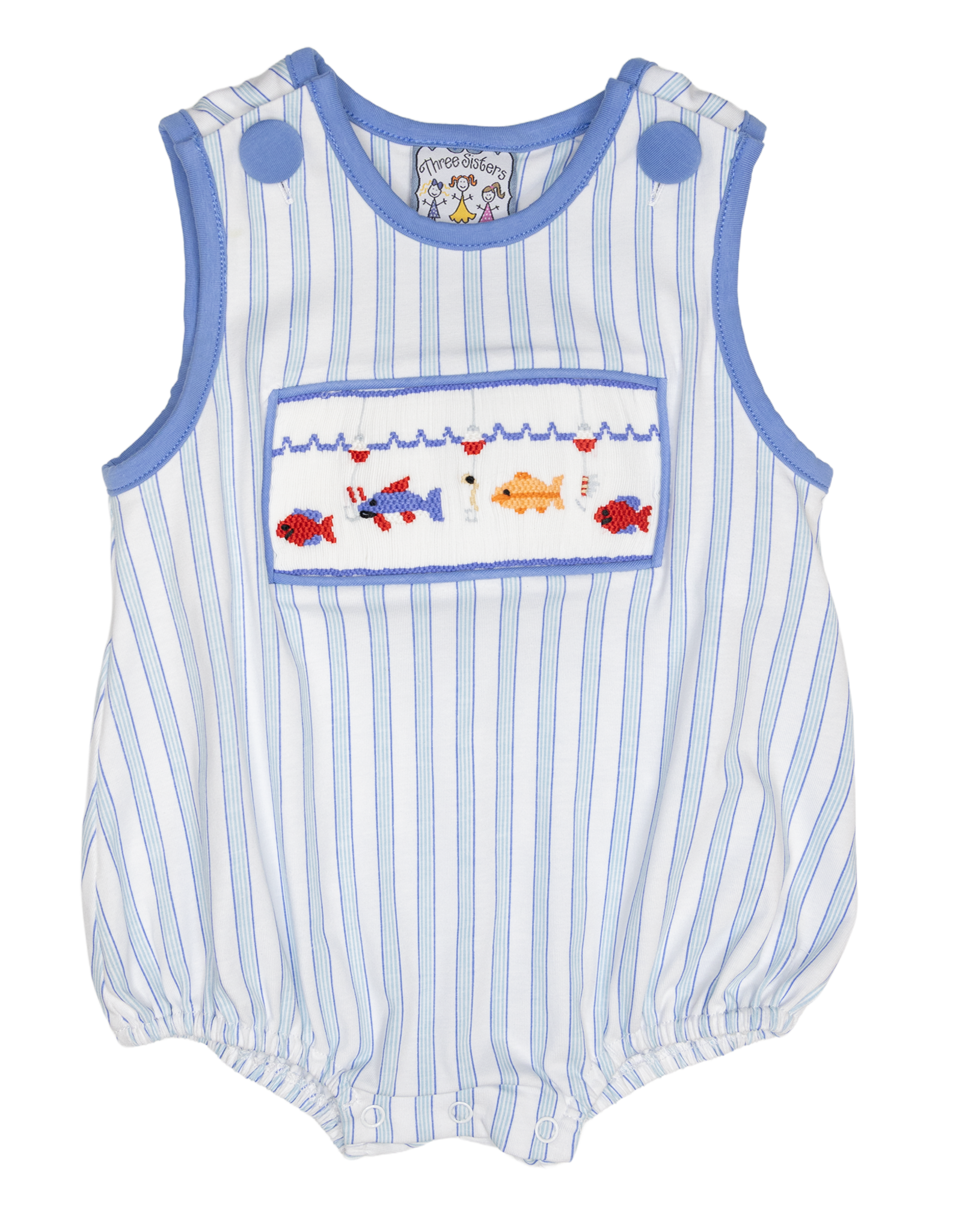 Three Sisters 726 Hooked on Fishing Smocked  Boys Bubble