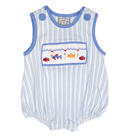 Three Sisters Hooked on Fishing Smocked  Boys Bubble