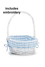 Burton & Burton Lined Easter Basket w/ Embroidery Blue Large Gingham