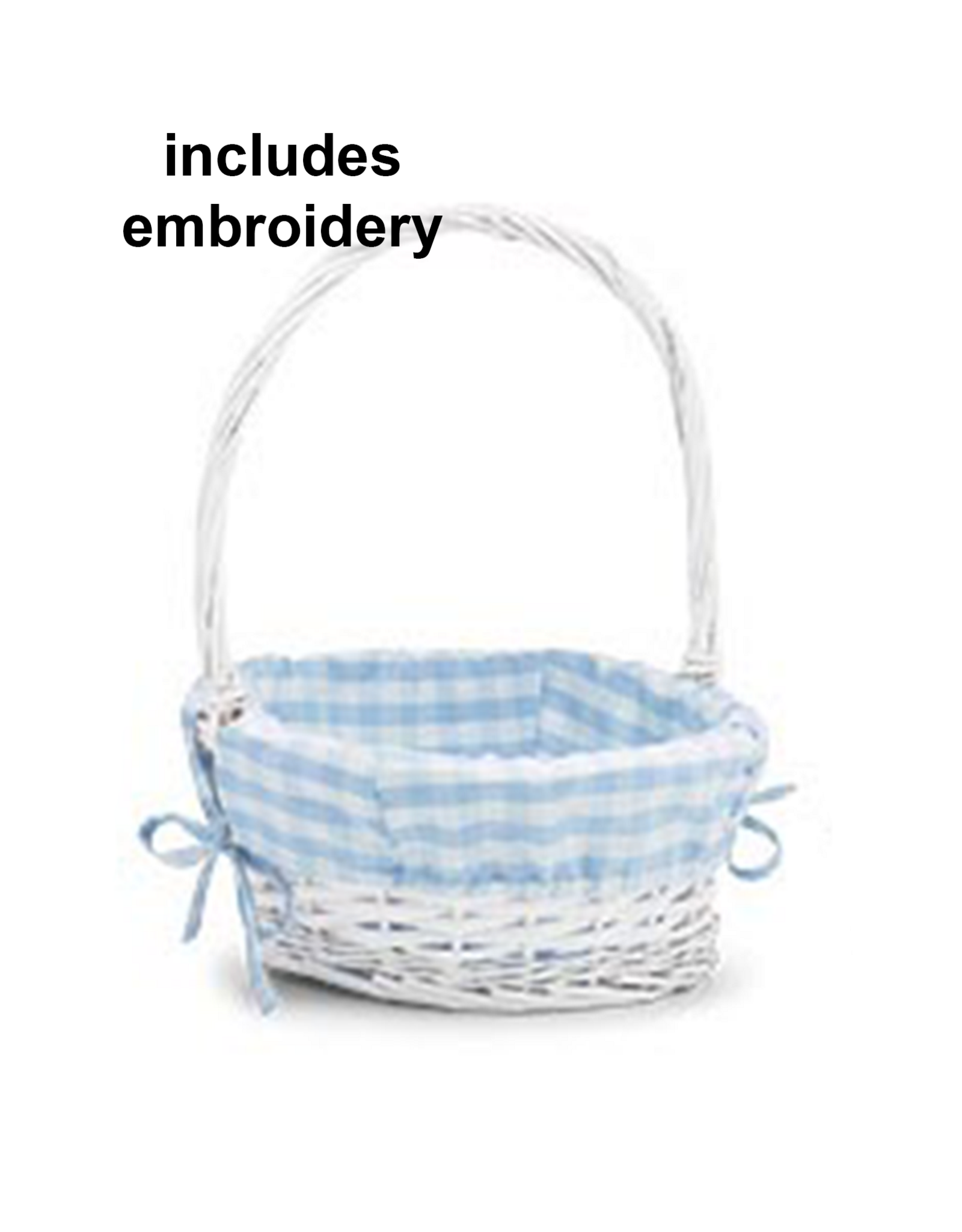 Burton & Burton Lined Easter Basket w/ Embroidery Blue Large Gingham