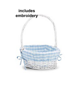 Burton & Burton Lined Easter Basket w/ Embroidery Blue Large Gingham