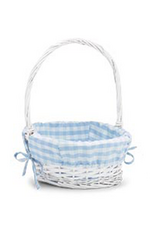 Burton & Burton Lined Easter Basket w/ Embroidery Blue Large Gingham