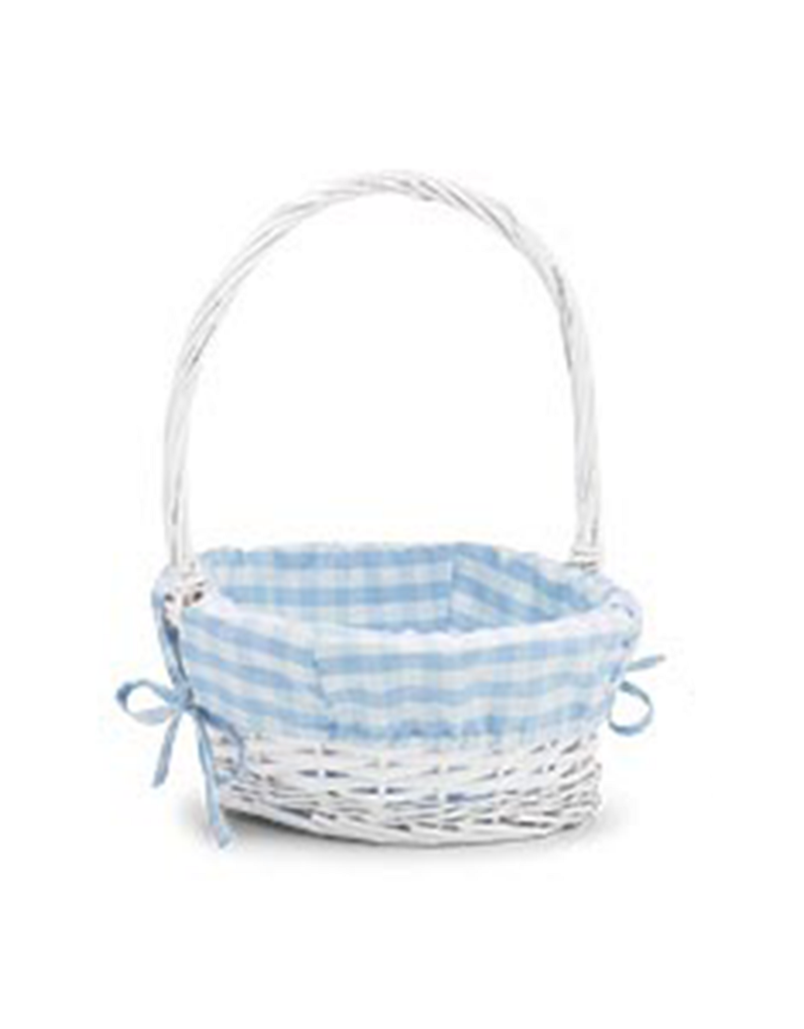 Burton & Burton Lined Easter Basket w/ Embroidery Blue Large Gingham